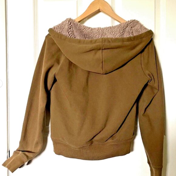 Uniqlo Women’s Light Olive Green Sherpa-Lined Full Zip Hoodie – Size XS - Picture 2 of 7
